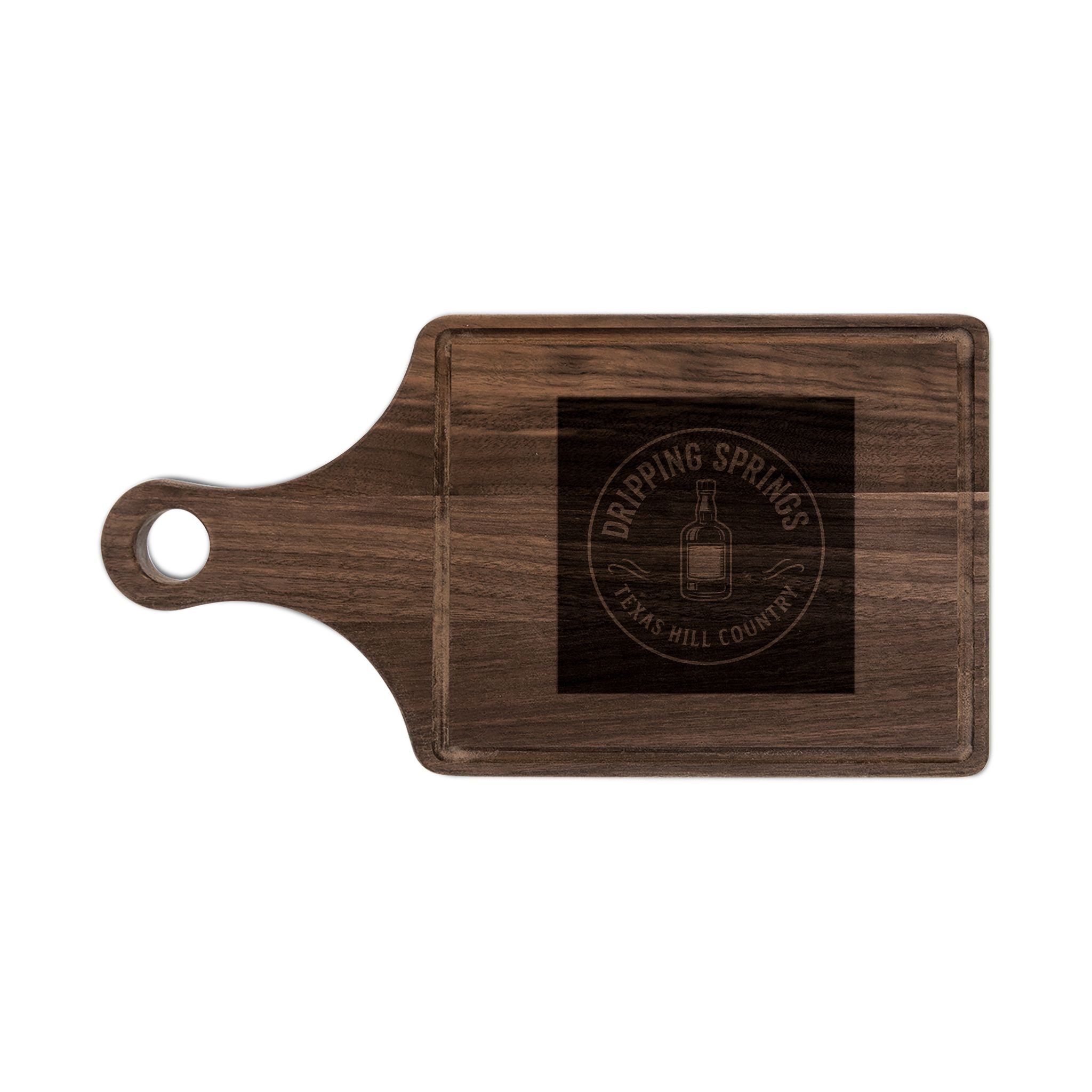 Engraved Wooden Cutting Board - Dripping Springs Texas Hill Country Logo